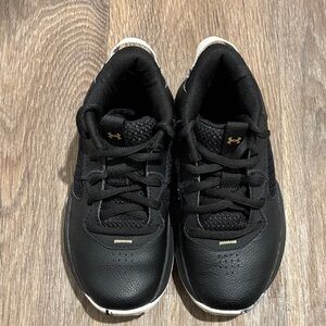 Under Armour Kids Black and Gold Sneakers